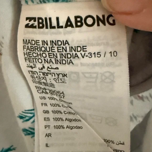 Billabong Gray Shirt with Blue and Red Palm Print - Picture 4 of 6